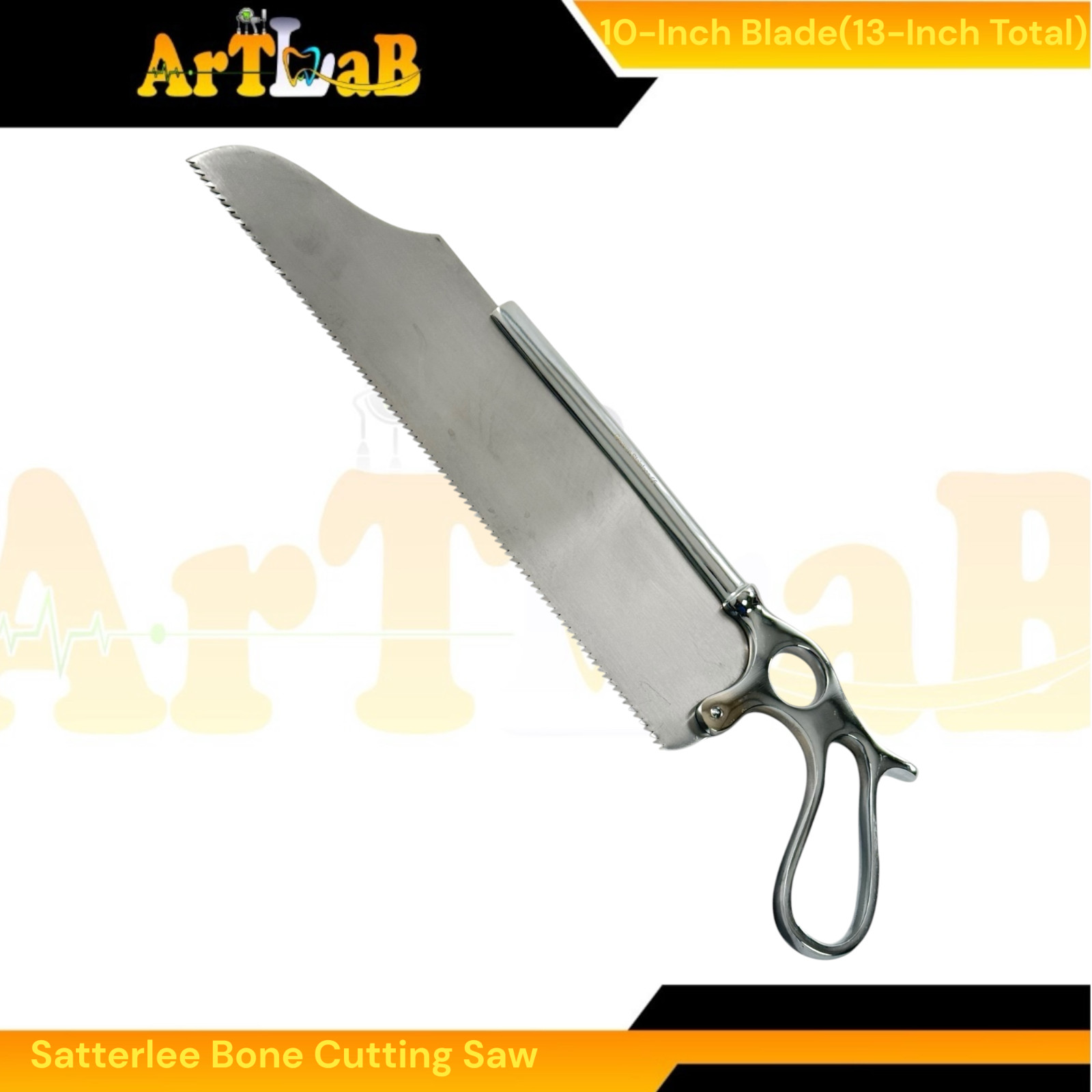 1 Each Satterlee Bone Cutting Saw 13"-10" Blade-Single Handle-Stainless Steel