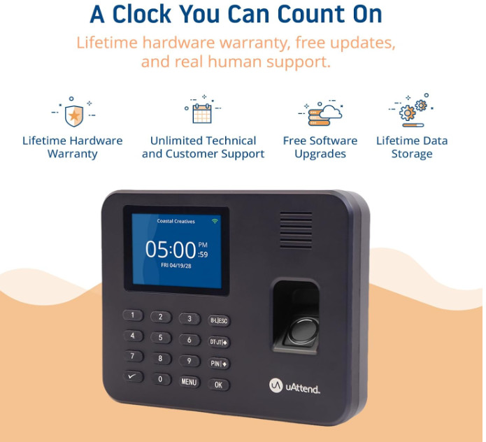 uAttend RE2000 Biometric Timeclock - New In Box