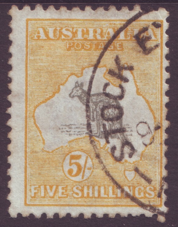 5/- KANGAROO 3RD WATERMARK USED  (A19321)
