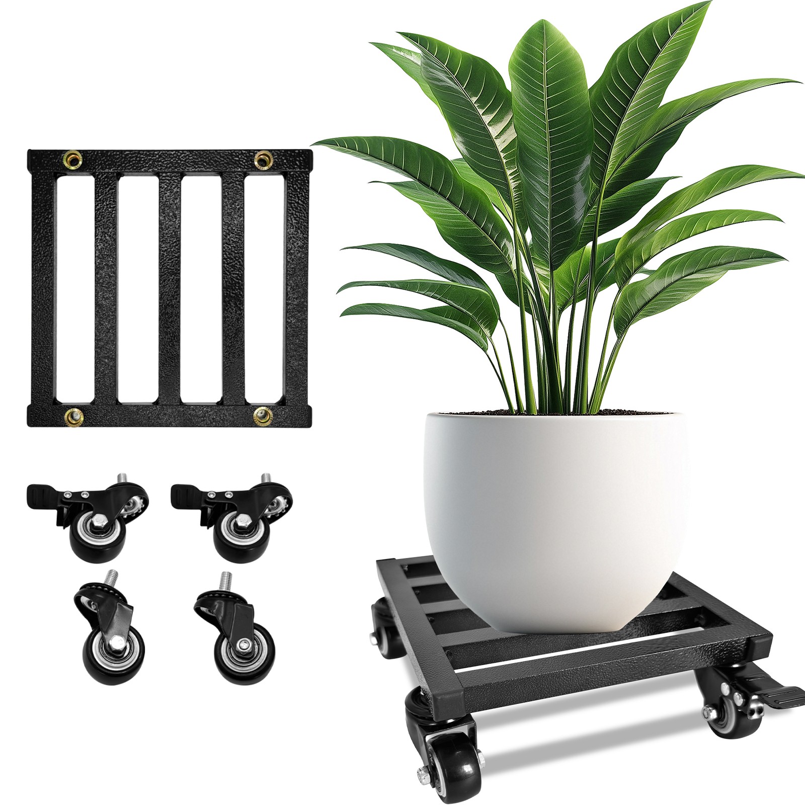 8" 10" 12" 14" 16" 18" 20" Aluminum Heavy Duty Plant Caddy w/ Wheels Plant Stand