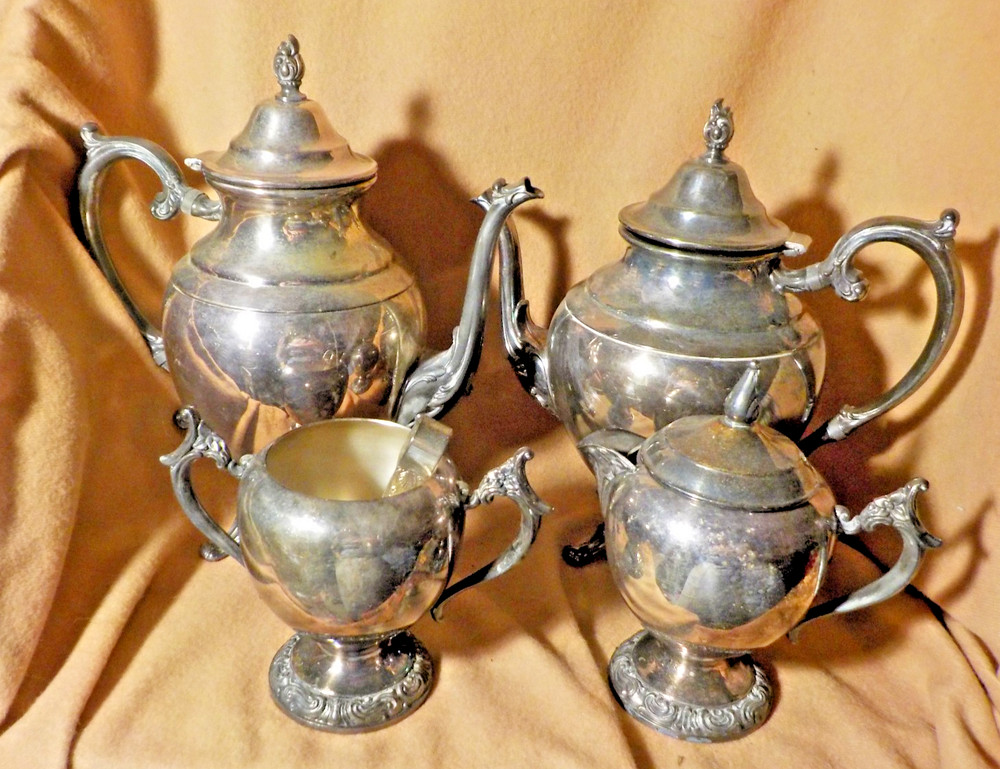 Wm. Rogers Silverplate Tea/Coffee Set Plus FB Rogers Silverplate Sugar and Cream