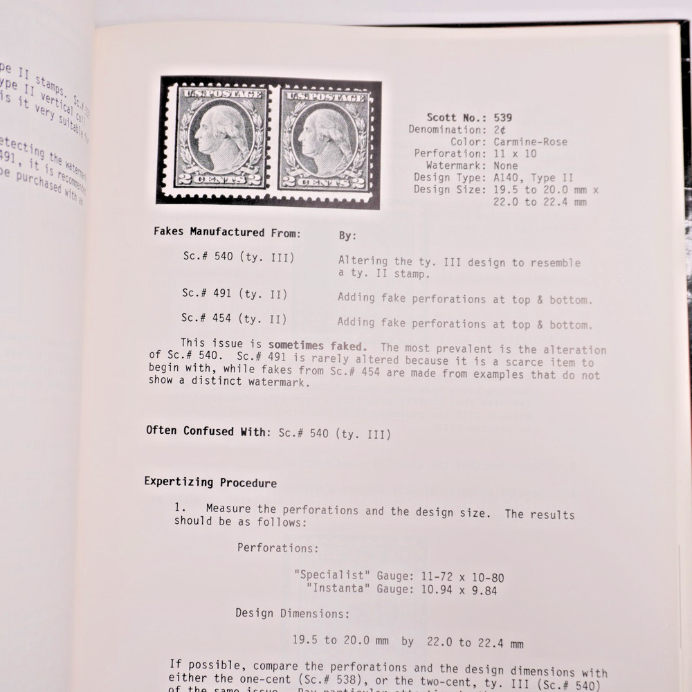 The Expert's Book Stamp Authentication Washington Franklin 1908-1923 Paul Schmid