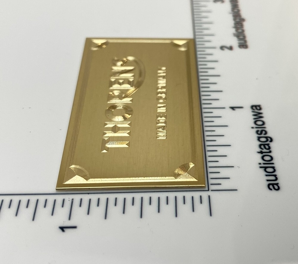 Thorens Made in Germany Turntable Name Plate Custom Engraved Solid Brass