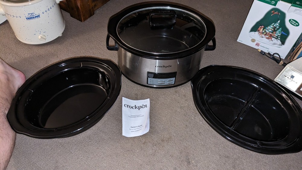 Crockpot 6 Quart ,3 Quart & 2.5 quart Split CPSCVC60CC3-S 3 Sizes In One Crock