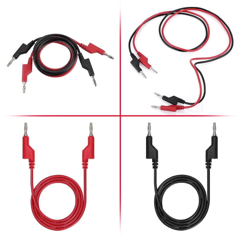 Stackable banana plug test cables for multimeters.