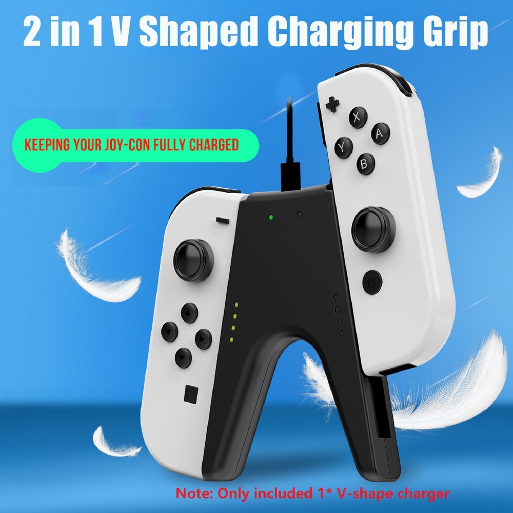 V Shape Charging Grip With Type-C Charging Cable For Switch NS JoyCon Controller