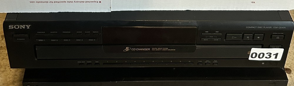 Sony Compact 5-Disc CD Changer Player CDP-CE405 Untested Powers On
