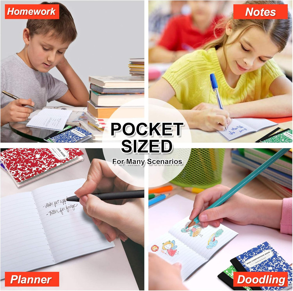 Composition Notebook, Mini Sized 30 Pack 5 Colors Narrow Ruled Mini Composition