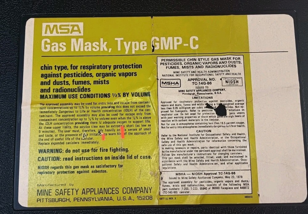 Msa Gas Mask Type Gmp-c
