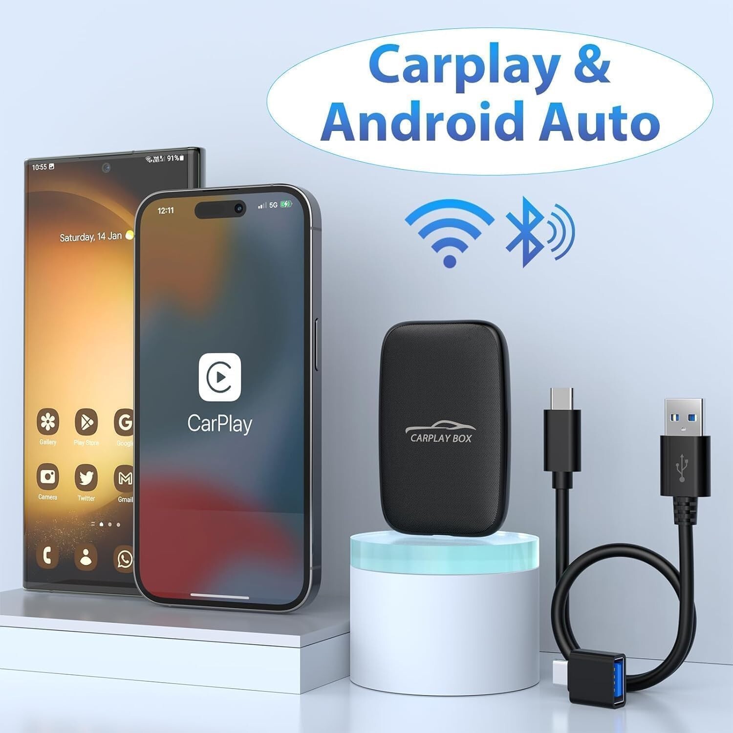 3 in 1 Wireless Carplay Adapter, Wireless Carplay and Android Auto Adapter Netfl