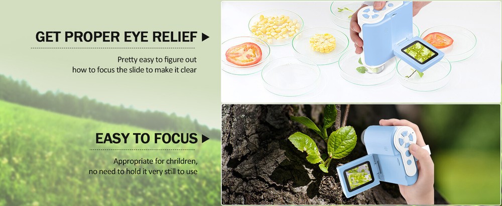 Microscope for Kids - 1000x Handheld Microscope with LED Lights 2'' LCD Screen