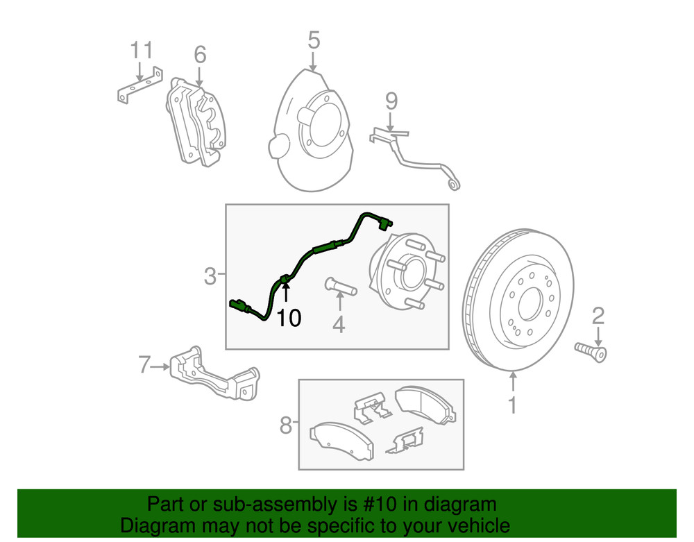Genuine GM Front Wheel Speed Sensor 23498355