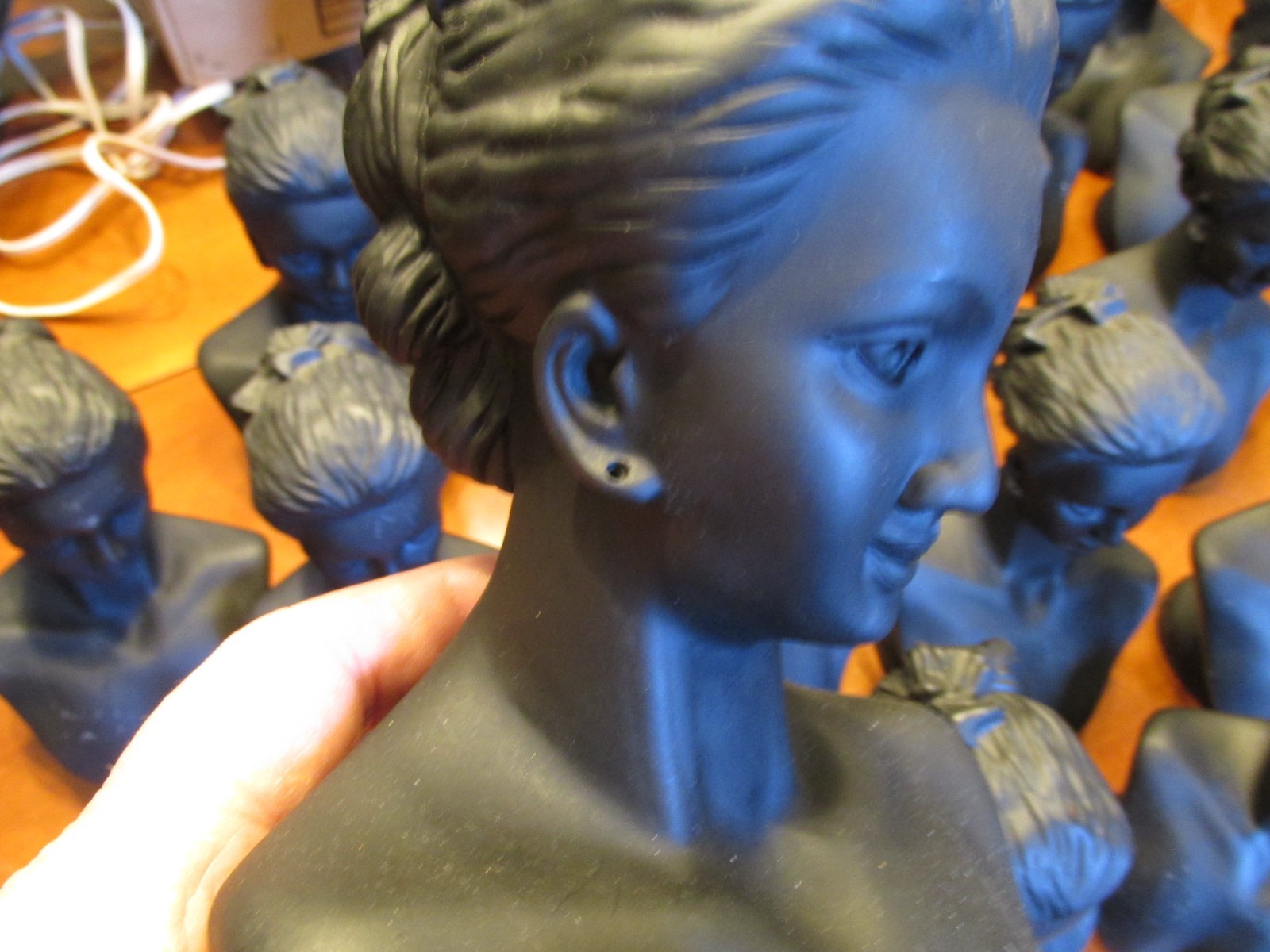 Jewelry Bust Display Stand Black Plastic Resin Mannequin Necklace & Earring used