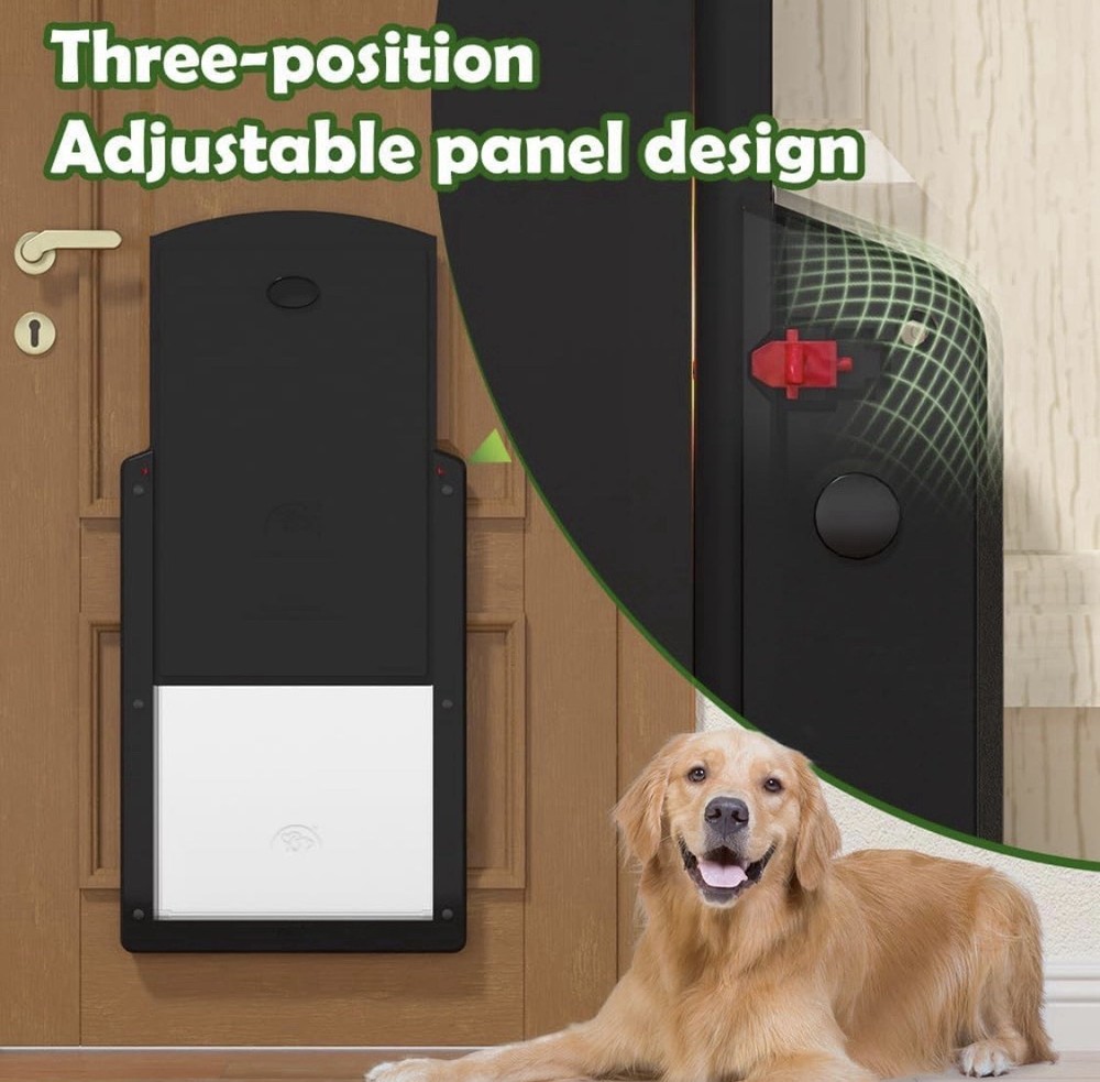 Medium Dog Door Adjustable Frame 3 Locking Modes 1-2” Thick Doors