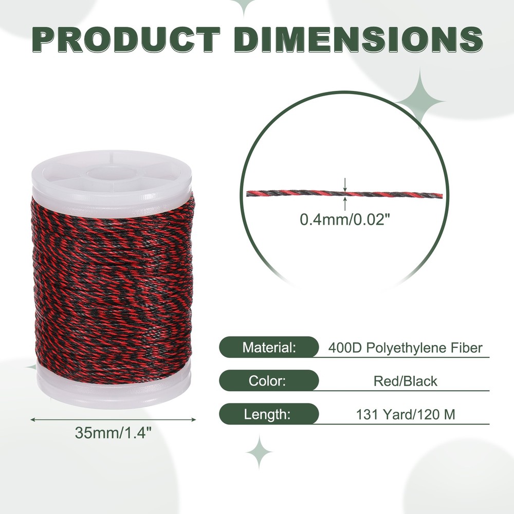 Archery Bow String Serving Thread Bowstring Thread 400D & Red/Black