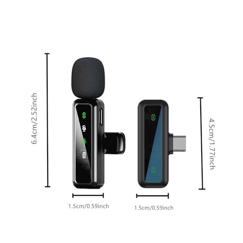 Wireless Lavalier Microphone for iPhone - iPad, Android Phone Computer, black