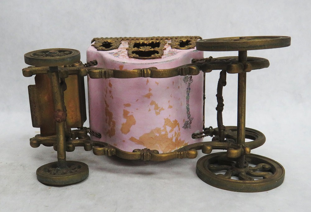 ANTIQUE AUSTRIAN BRONZE & ENAMEL CINDERELLA COACH