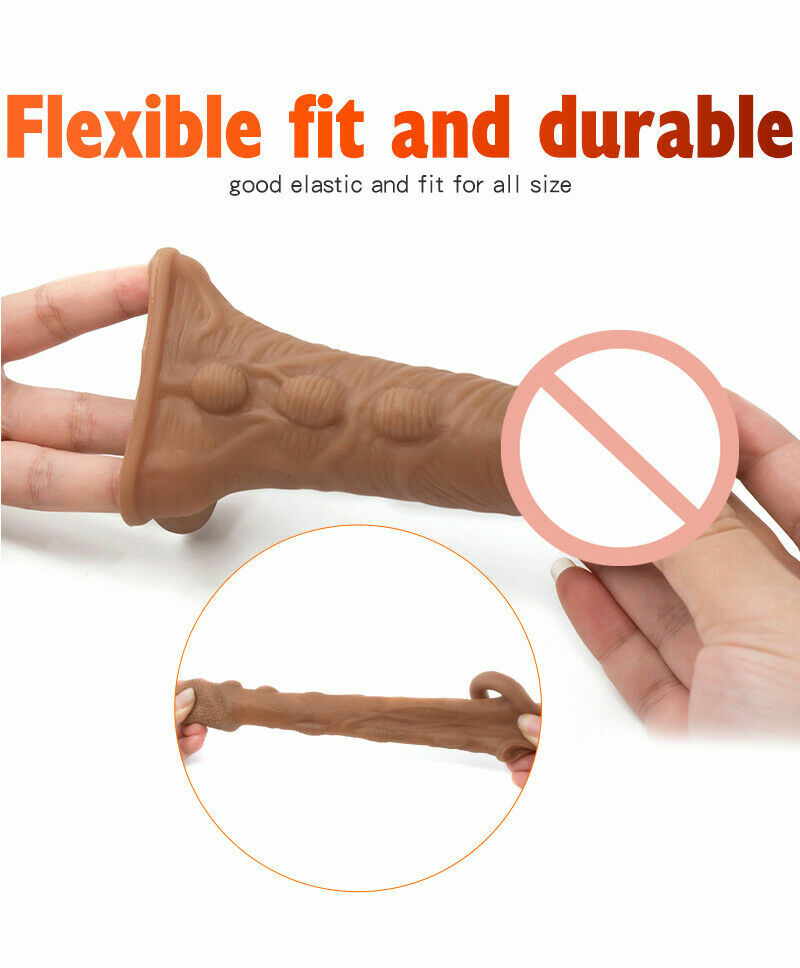 Male Big Cock-Girth-Enlarger-Enhancer-Penis-Extension-Extender-Sheath-Sleeve-Men