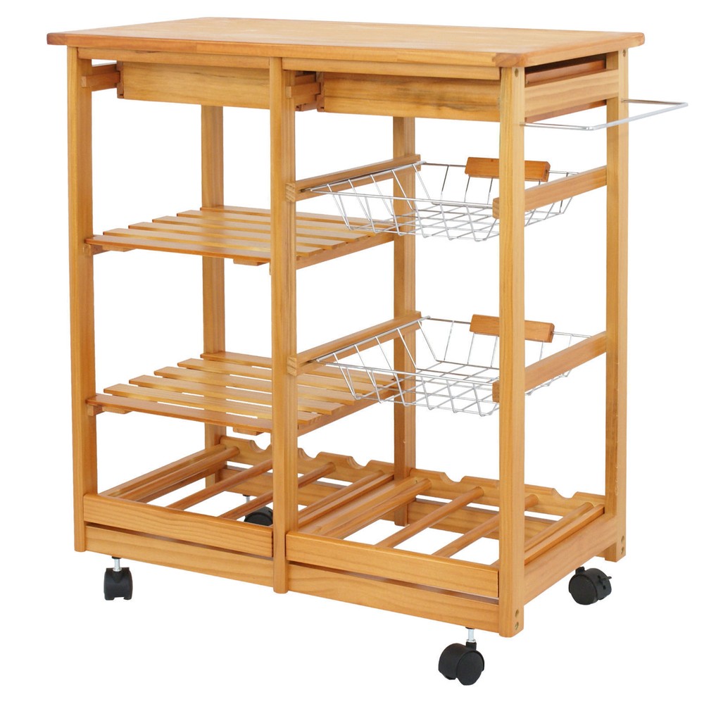 Multi-Function Rolling Cart Storage Cart Small Dining Table with Drawers Kitchen