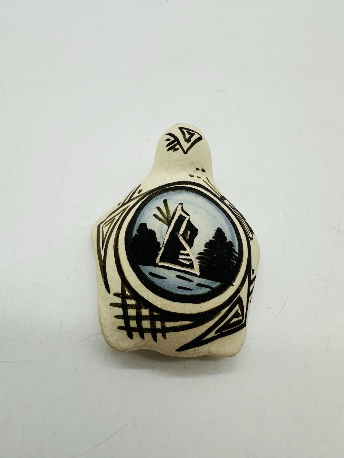 Acoma Pueblo Hand Painted Turtle Pottery Small Figurine