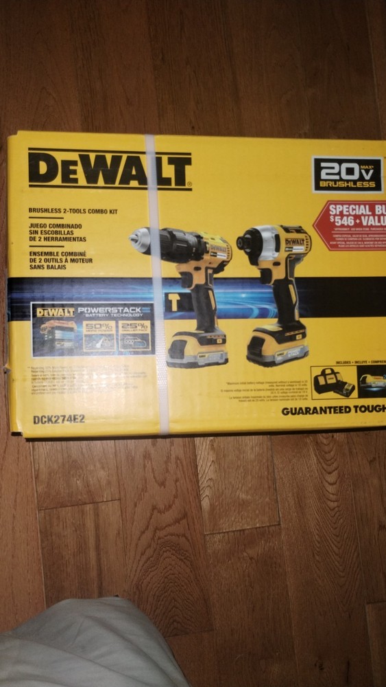DEWALT 20V MAX POWERSTACK 2-Tool ComboKit with 2 Batteries, Charger, Bag