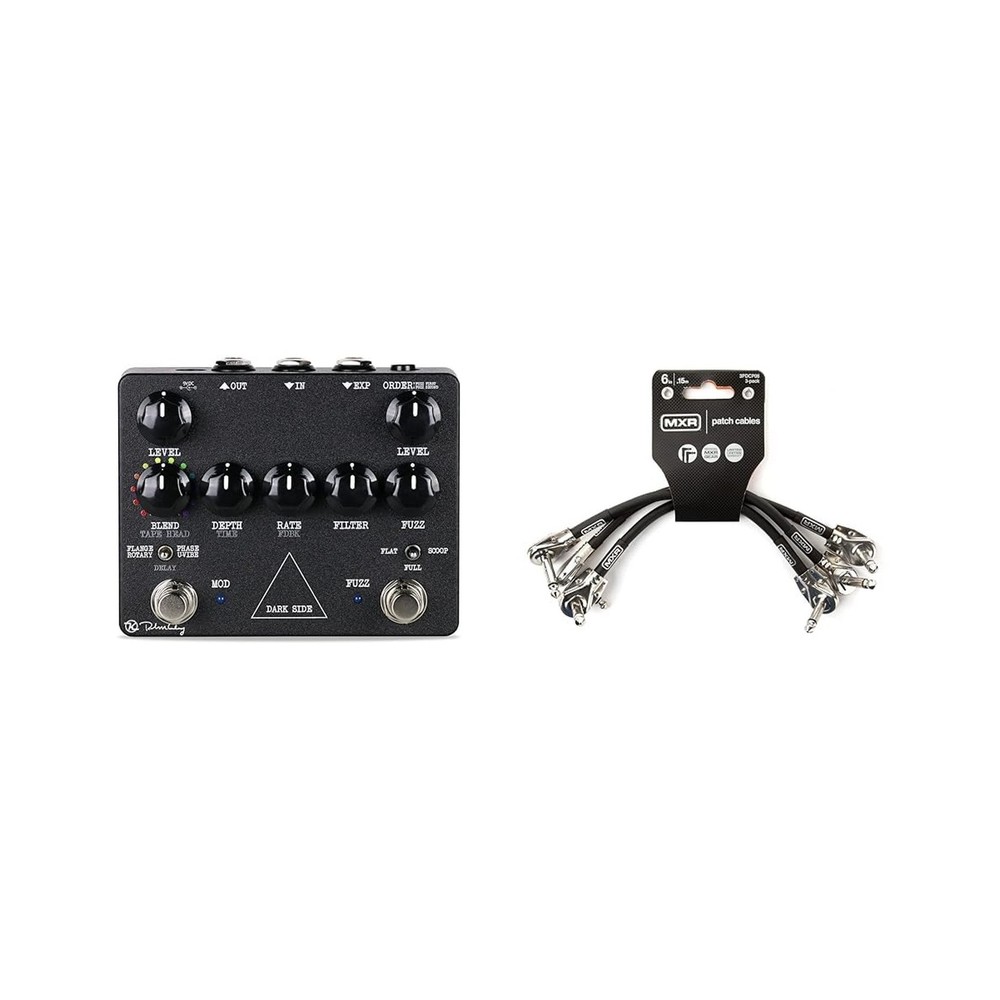 Keeley Dark Side Fuzz Mod Workstation Pedal, MXR 3 Pack Patch Cables Bundle