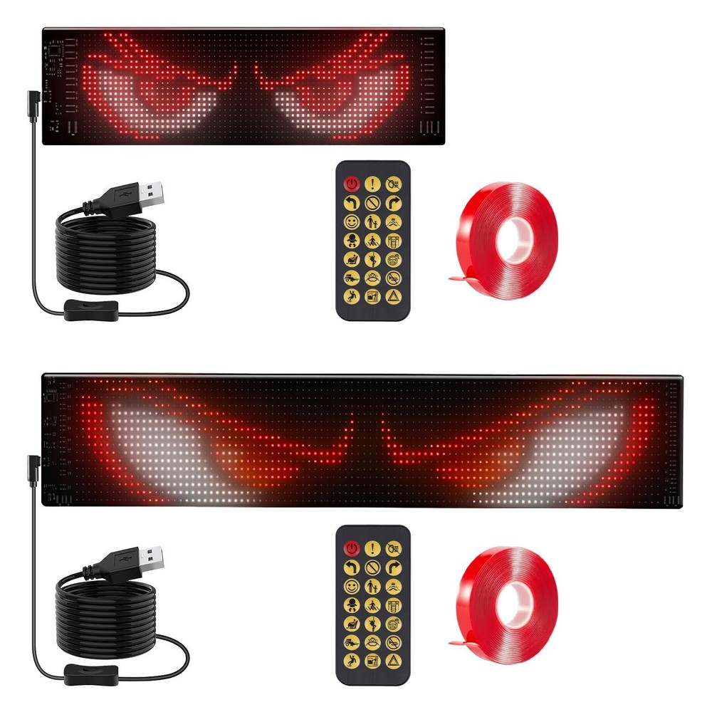 2Pack 20x64 Matrix Devil Eyes Lights f/ Car Ultra-thin Programmable LED