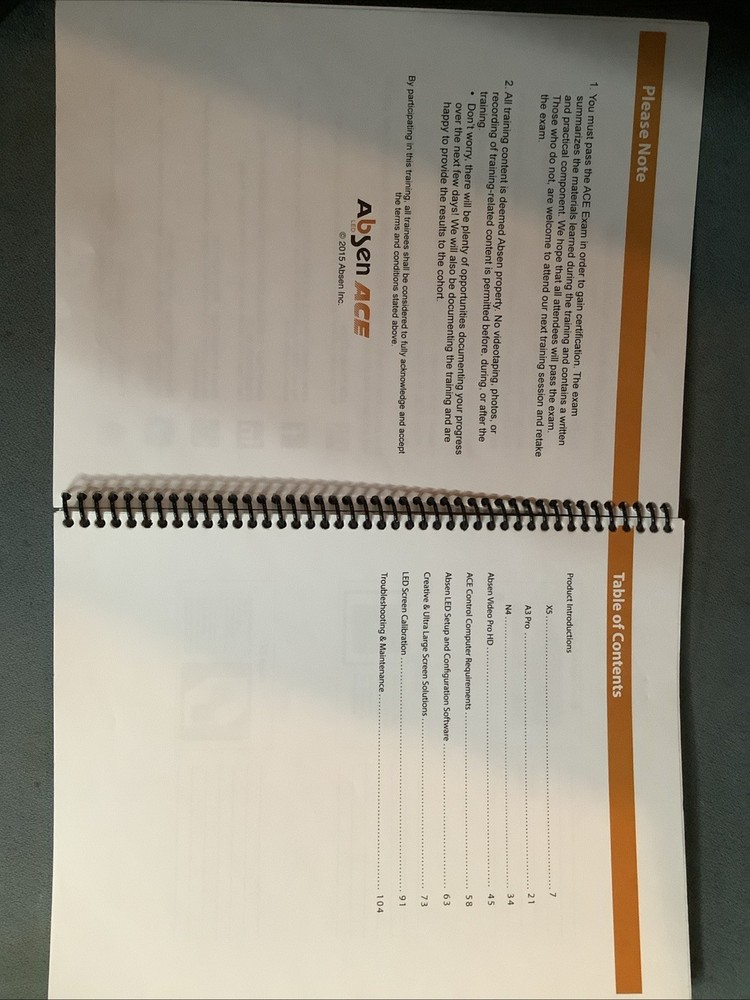 Absen Certified Engineer Training Program Work Book