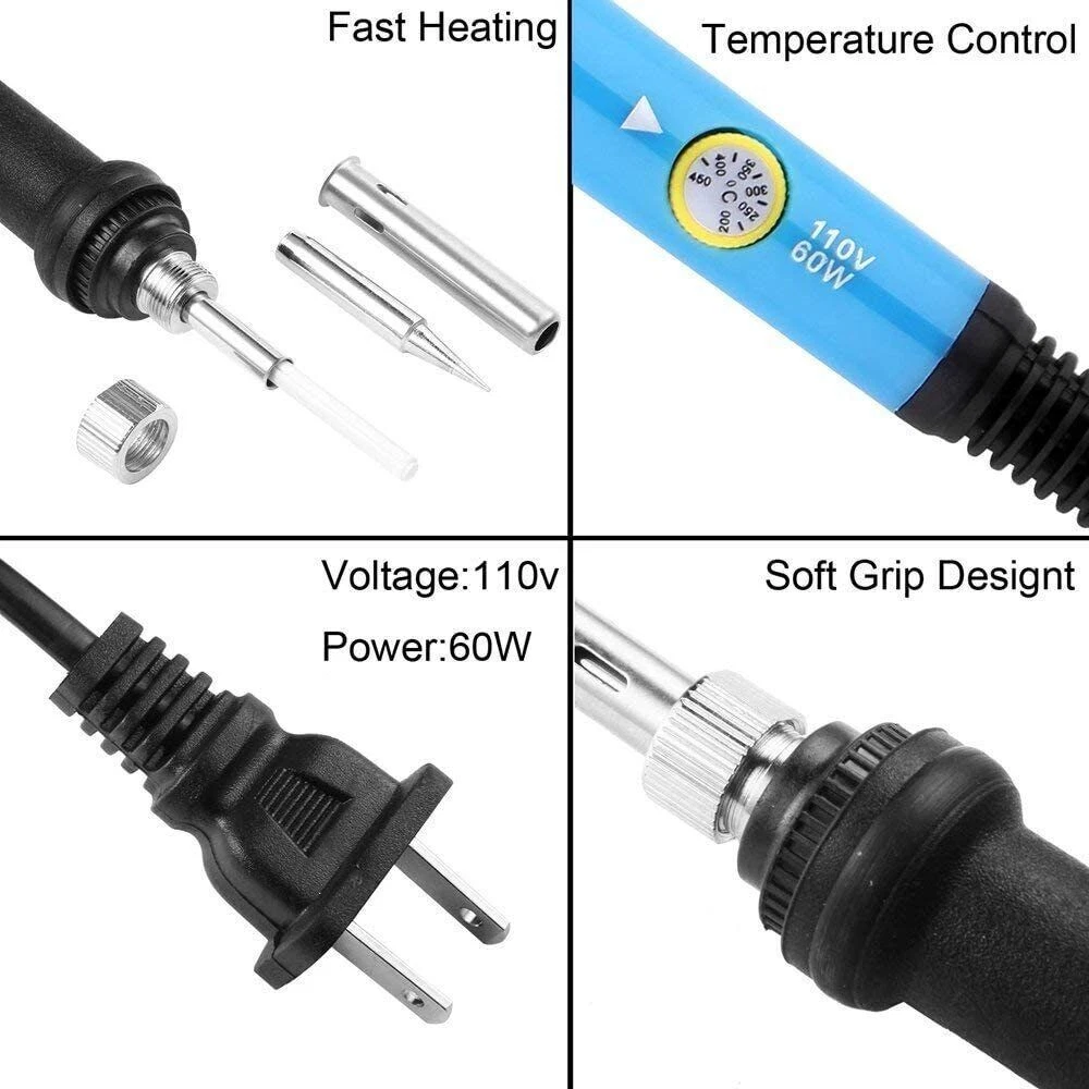 9'' Soldering Iron Electric Gun Adjustable Temperature Welding Solder Wire Kit
