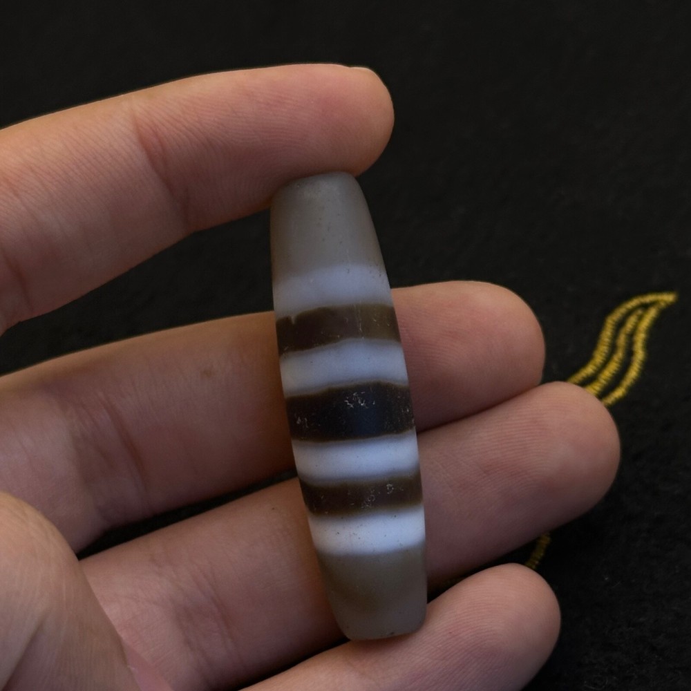 Ancient Himalayan Tibetan Agate Tiger Striped Bead