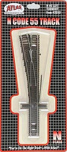 Atlas Code 55 #5 Left Turnout - N Scale Nickel Silver Model Train Track - #2050