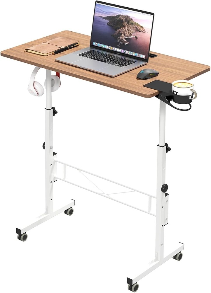 Small Standing Desk Adjustable Height Rolling Desk Standing/Sitting Portable