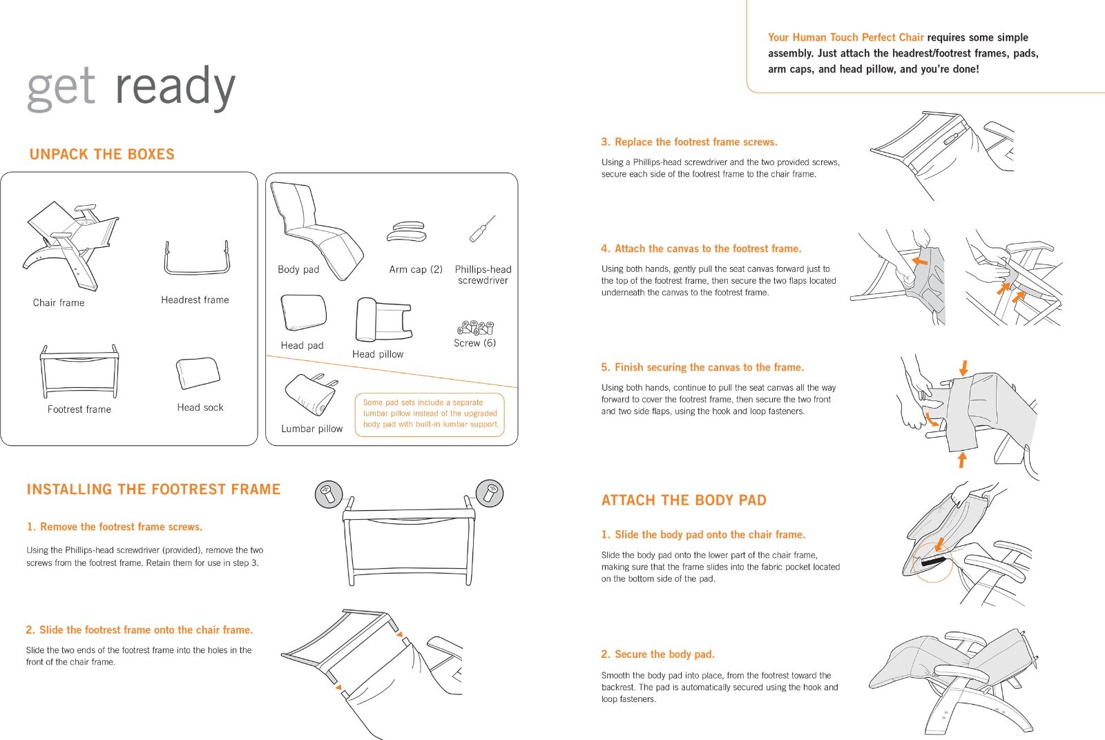 Human Touch Perfect Chair Head Rest Pillow PC-420 600 610 Cognac Premium Leather