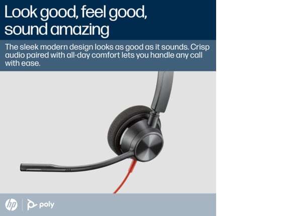 Poly Blackwire 3310 Monaural Microsoft Teams Certified USB-C Headset +USB-C/A