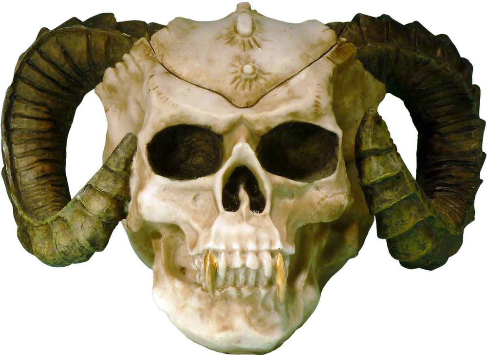 Human Skull Voodoo Skeleton Evil Demon Devil Ram Horn Vampire Dish Stash Ashtray