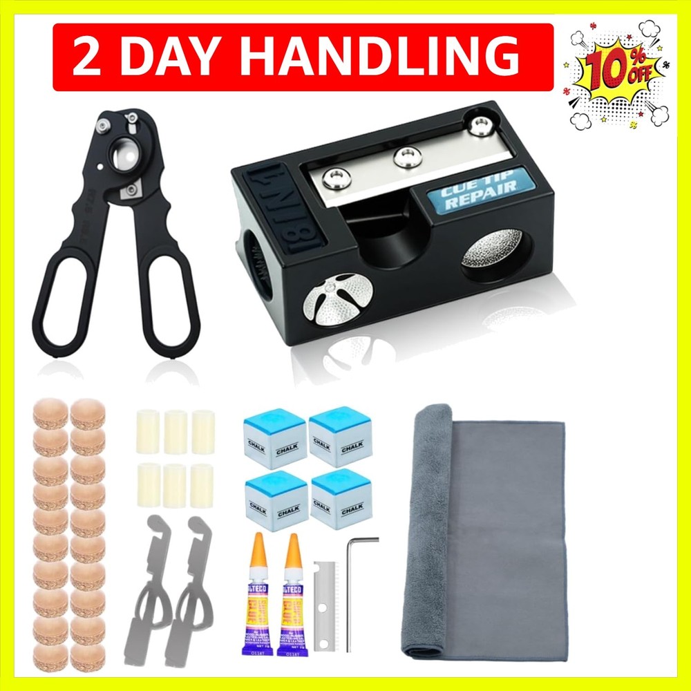 38PCS Pool Cue Tips Replacement Kit, 13mm Pool Stick Tips Replacement Kit Bil...