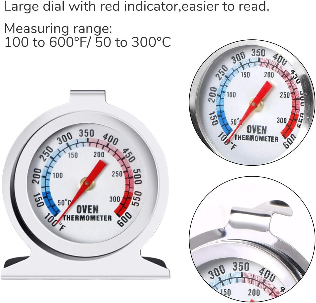 2 Pcs Oven Thermometer Stainless Classic Stand Up Food Meat Temperature Gauge5-1