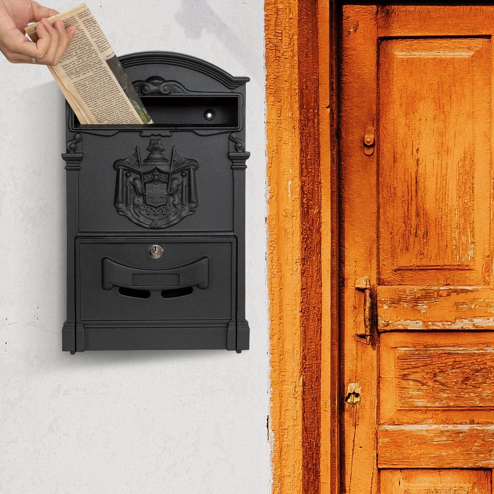 xhlokk Wall Mount Mailboxes, Rust Resistant Locking Mailbox for Black