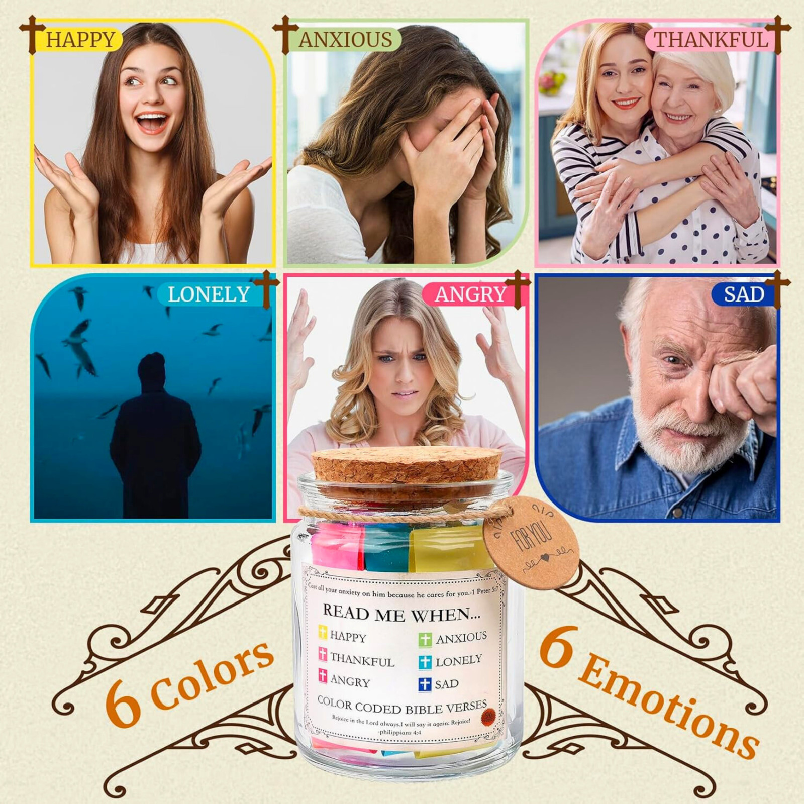 96 Colored Bible Verses Jar Christian Gift Inspirational Scripture Jar for Women