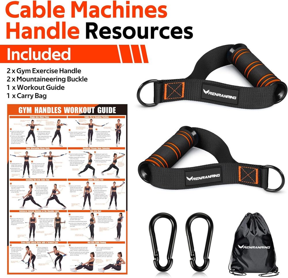 RENRANRING Gym Exercise Handles, Replacement Handle Attachments for Cable Machin