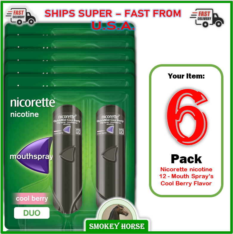 6 Pack Nicorette Quickmist Duo, 12 x 150 sprays ""COOL BERRY"" ""USA SELLER""