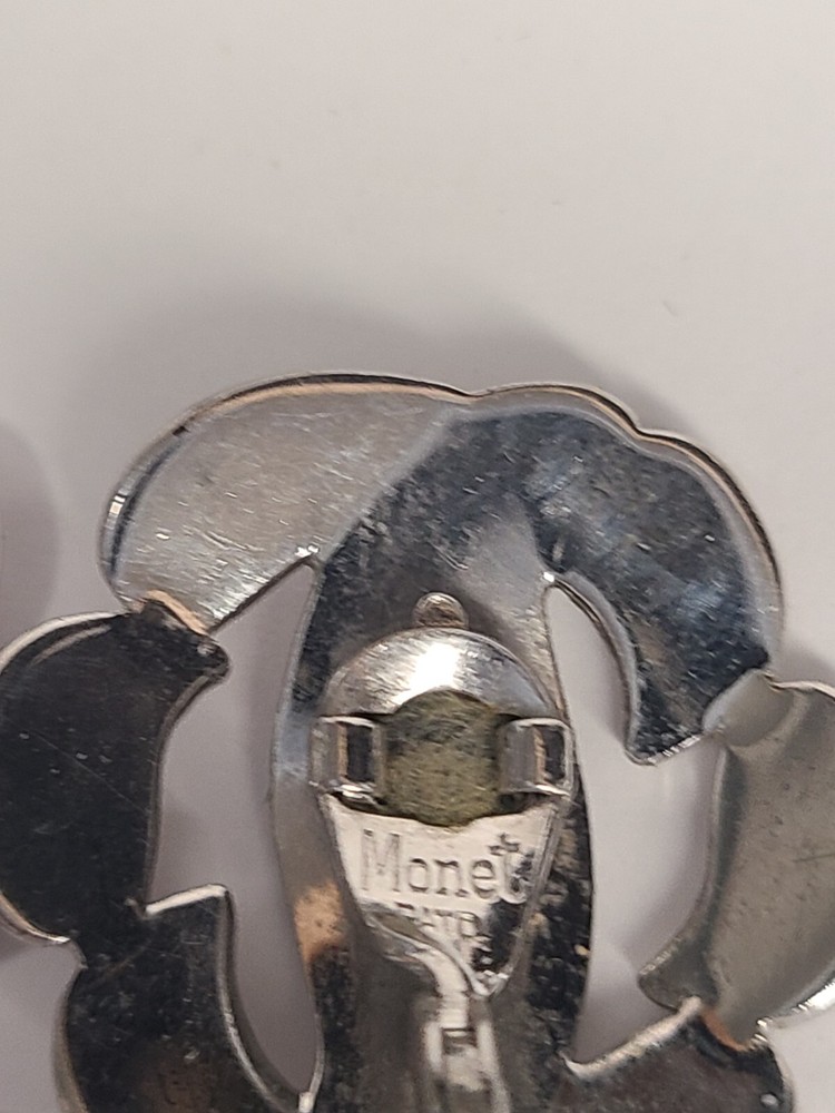 Monet Silvertone Round Clip On Earrings