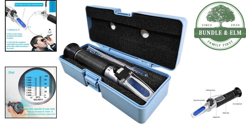 Aquarium Refractometer for Seawater Testing with Durable Chromium Construction