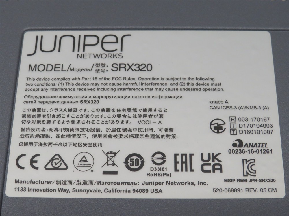 Open Box Juniper Networks Security Services Gateway SRX320-SYS-JB