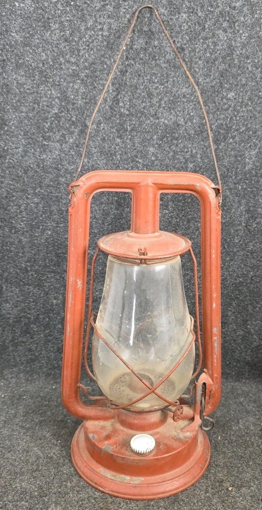 Antique Paull's Red Lantern No. 0 Clear Globe. UNTESTED.