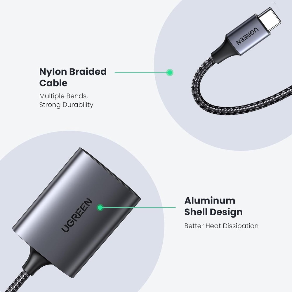 UGREEN USB C SD Card Reader, 2-in-1 Micro Memory Reader for TF Grey