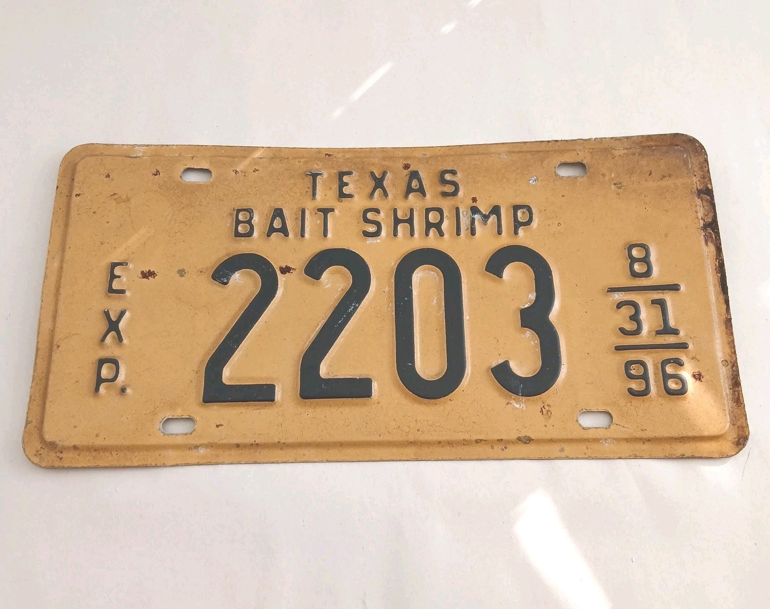 Vintage Texas Bait Shrimp Permit Nautical Boat License Plate