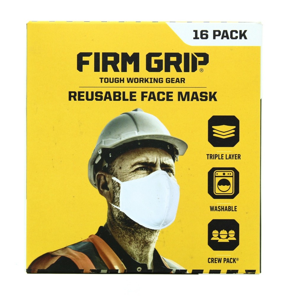 Firm Grip Face Masks Reusable Breathable Washable, One Size, 16 PACK