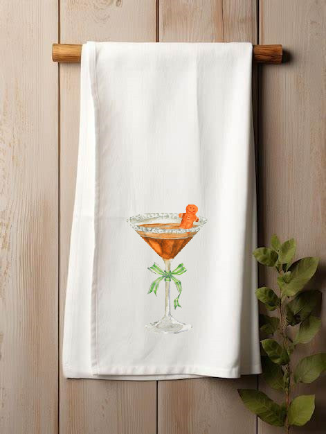 Gingerbread Martini holiday kitchen towel