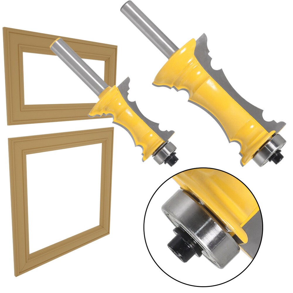 2Pcs 8mm Shank Miter Frame Molding Router Bit